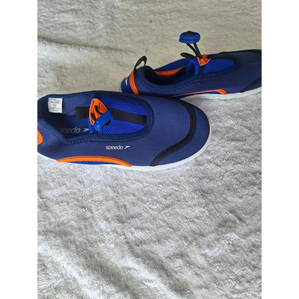 Speedo Original Surfwalker Water Shoes Navy Blue Orange Kids Size M 2-3